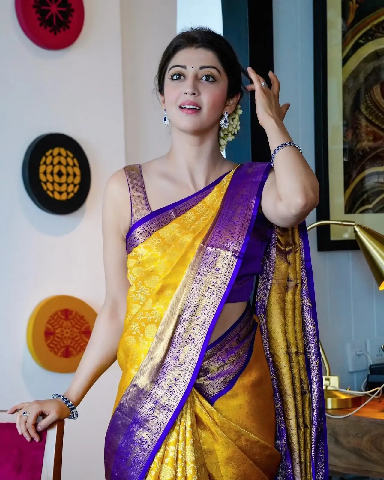 INDIAN ACTRESS PRANITHA SUBHASH IN TRADITIONAL YELLOW SAREE 2